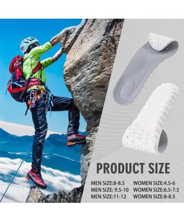 Soft Memory Foam Shoe Insoles for Men - Shock Absorbing 4D Arch Support Inserts Comfortable & Breathable (Size 8-8.5 Gray - Buy Online on GoSupps.com