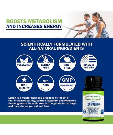 Power By Naturals Leptin Fat Burner for Weight Loss & Appetite Control | Carb Inhibitor with Green Coffee Bean Extract | 60 Veggie Capsules - Buy Online on GoSupps.com