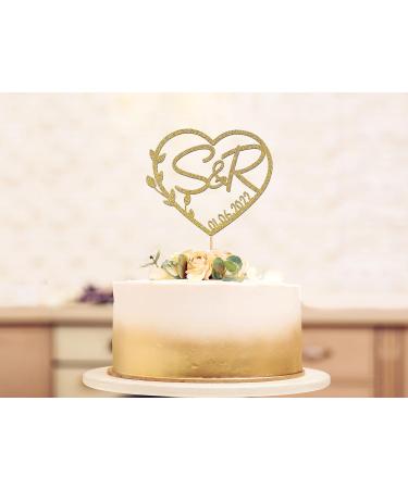 Personalised Cake Topper Engagement Cake Decorations Any Name Initials Date - CT9 - Buy Online on GoSupps.com