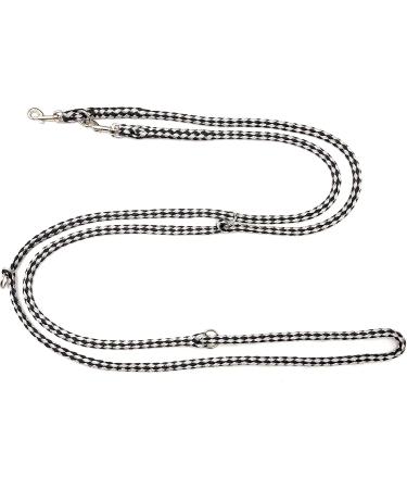 Lightweight Double Linen Dog Leash for Small Dogs up to 15 kg - 4-Way Adjustable (2.40m 2.80m 3.50m) in Dallas Black Silver - Buy Online on GoSupps.com