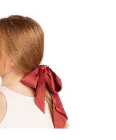 Kitsch Satin Hair Scarf Scrunchies - Stylish Bow Hair Ties for Women and Teens in Blush/Mauve - Buy Online on GoSupps.com