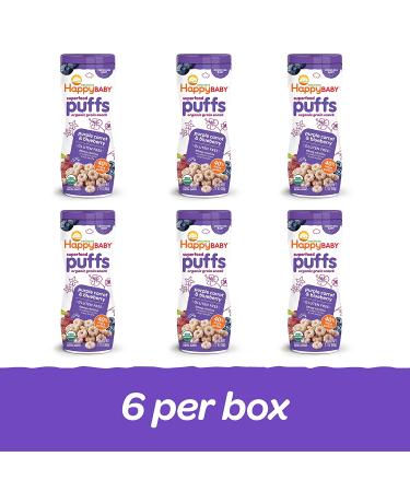 Happy Baby Organics Superfood Puffs - Purple Carrot & Blueberry 2.1 oz (Pack of 6) - Buy Online on GoSupps.com
