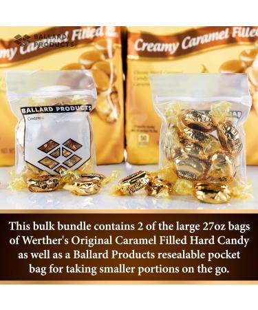 Werther's Original Creamy Caramel Filled Pack of 2 - Bulk Bags of Hard Candy Individually Wrapped (27 oz) Each - Werthers Caramel Filled Candy - Bundle with Ballard Products Pocket Bag - Buy Online on GoSupps.com