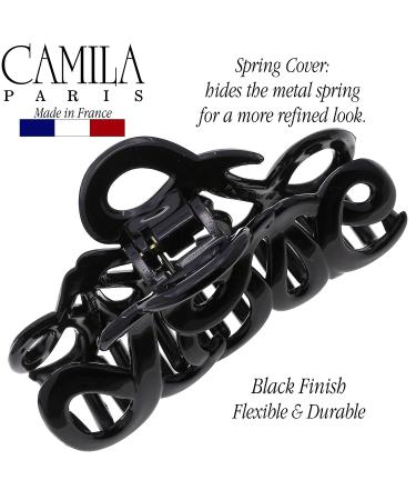 Camila Paris CP3026 French Hair Clip 3.25 inch Black Cellulose Claw Clip - Durable Fashion Accessory with Strong Hold, No Slip Grip - Made in France - Buy Online on GoSupps.com