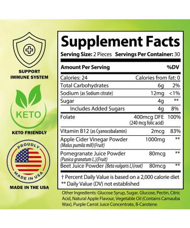 HolaWise Apple Cider Vinegar Gummies 60ct ACV Keto Gummies Support Healthy Weight Digestion Detox and Cleansing Immune Support Gut Health Ketosis Keto Start ACV - Buy Online on GoSupps.com