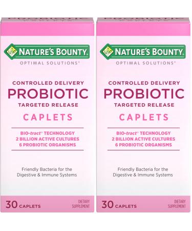 Nature's Bounty Probiotic Controlled Delivery Dietary Supplement Supports Digestive Intestinal and Immune Health 30 Caplets 30 Total Servings (Pack of 2) 30 Count (Pack of 2)