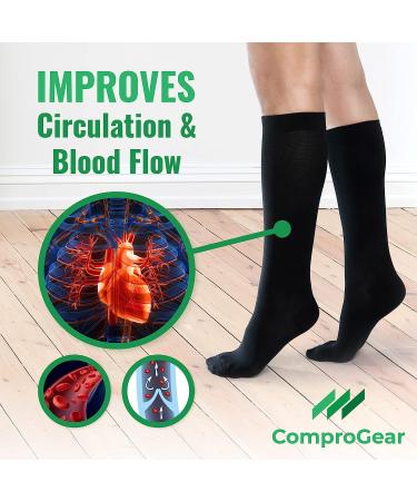 ComproGear 6XL Compression Socks in Onyx Black - Support for Maximum Comfort - Buy Online on GoSupps.com