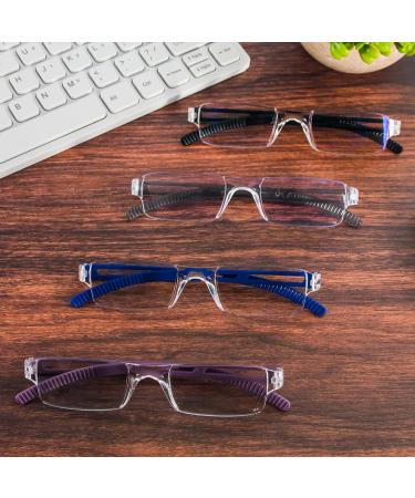 MMOWW 4-Pack Rectangular Blue Light Blocking Glasses for Men & Women - Stylish Gray Black Purple Blue (3.5) - Buy Online on GoSupps.com