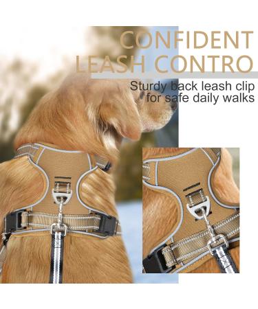Shop Heele Dog Crockery & Adjustable Reflective Anti-Pull Harness for Large Dogs | Durable Comfortable and Stylish Khaki Design - Buy Online on GoSupps.com