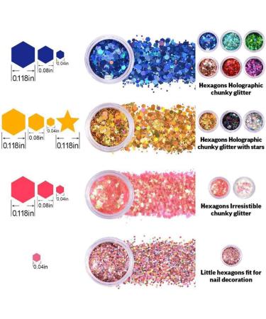 Xubx 12 Boxes Nail Glitter Set - Chunky Glitter Makeup & Decorative Sequins for Nail Art Eyeshadow Hair DIY Crafts - Perfect for Festivals & Masquerades - Buy Online on GoSupps.com