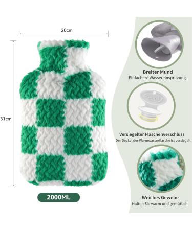 Buy SAMPLY 2L Hot Water Bottle with Soft Cover - Fluffy Green Bed Bottle for Kids & Adults - Perfect Gift for Women - Buy Online on GoSupps.com