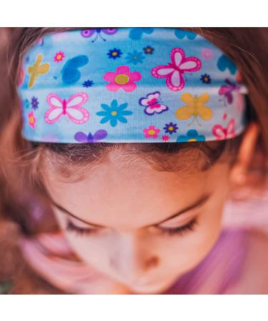 Girls' 3-Pack Wide Headbands - Butterfly Unicorn Heart Designs | Soft Stretch Fabric Hair Accessories for Kids | Princess Tiara Elastic Bands - FROG SAC - Buy Online on GoSupps.com