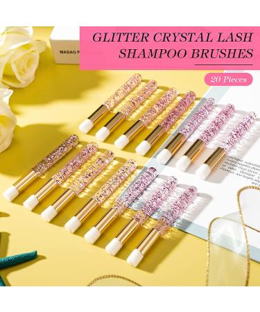 20pc Glitter Crystal Lash Shampoo Brushes - Eyelash Extension Cleansing Brushes in Purple Container - Lash Bath Brush for Prolonged Cleansing - Buy Online on GoSupps.com