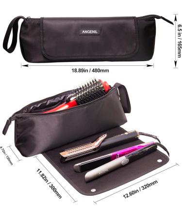 ANGENIL Large Capacity Hair Tools Travel Bag | Heat Resistant Mat for Flat Irons & Curling Irons | Portable 2-in-1 Hot Tool Mat Bag - Black - Buy Online on GoSupps.com