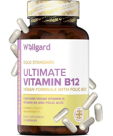 Wellgard Vegan Vitamin B12 High Strength by Wellgard - Folic Acid Vitamin B6 Vitamin D3 B12 Supplement for Men & Women Made in UK - Buy Online on GoSupps.com