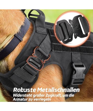 Rabbitgoo No Pull Dog Harness for Medium & Large Dogs - Tactical Adjustable Vest with Metal Buckle & Handle - Breathable Military Safety Gear - XL Black - Buy Online on GoSupps.com