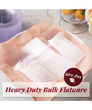 300 Clear Plastic Spoons | Heavy Duty Plastic Silverware | Disposable Spoons | Fancy Plastic Cutlery | Clear Plastic Silverware Bulk | Nice Disposable Flatware - Buy Online on GoSupps.com