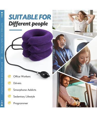 Jaximy Purple Neck Stretcher & Cervical Traction Device for Neck Pain Relief - Adjustable Inflatable Neck Brace & Cervical Pillow for Home Use - Buy Online on GoSupps.com