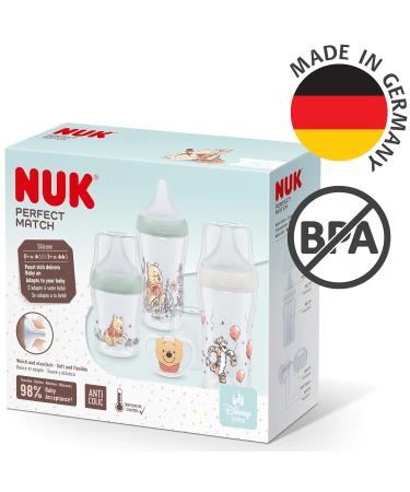 Nuk Perfect Match Baby Bottle Set - 0 Months+ | 3 Anti-Colic Bottles & Space Pacifier | BPA-Free | Disney Winnie Pooh | 4 Piece Set for Happy Feeding - Buy Online on GoSupps.com