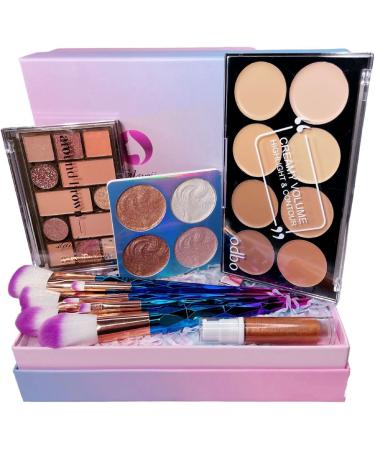 Beauty Box/Bronzing Makeup Hamper Gift Set: LyDia Makeup Brush Set + Foundation Contour Palette + Bronzing Eyeshadow + Sunkissed Cream + Highlighters n Bronze + Gift Box