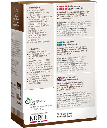 Sukrin Fibre Bread Mix - Low Carb, Gluten-Free, Milk-Free, Yeast-Free, Easy Baking for Keto Diets - 250g (Pack of 1) | High Fibre - Buy Online on GoSupps.com