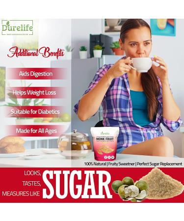 Durelife Golden Monk Fruit Sweetener 5 lb - Keto Friendly, Zero Calorie Sugar Substitute - Bulk Size for Baking and Cooking - Packaging Varies - Buy Online on GoSupps.com