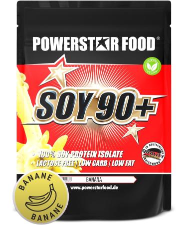 Powerstar Soy 90+ | 1kg Soy Protein Isolate | Vegan & Lactose-Free | Sugar-Free | 93% Protein | Made in Germany | Plant-Based Protein Powder - Banana Flavor - Buy Online on GoSupps.com