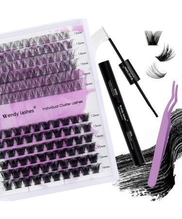 DIY Eyelash Extensions Kit | Cluster Eyelashes & Lash Bond | Individual Eyelashes with Glue & Tweezers (12-16mm C4+ZW-D Curl) - International Shipping - Buy Online on GoSupps.com