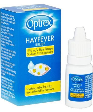 Optrex Hayfever Allergy Relief Eye Drops Soothing for Itchy Dry Tired Eyes 10 ml (Pack of 2) - Buy Online on GoSupps.com