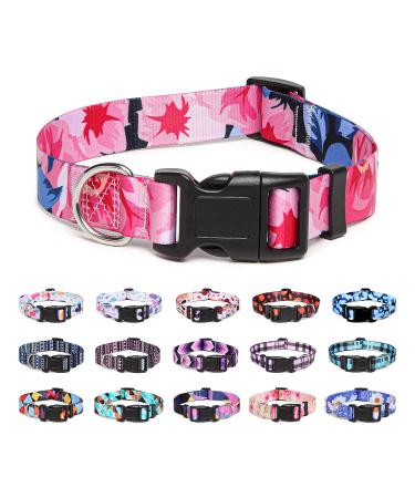 Suredoo dog collar adjustable soft & comfort nylon dog collar for small medium large dog puppies (L pink flower) l (neck circumference 38-63 cm width 2.5 cm) pink flower - Buy Online on GoSupps.com