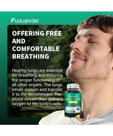 2 Packs 3000MG Organic Mullein Gummies for Lung Mullein Leaf Extract for Lungs - Quercetin Bromelain for Respiration Immune and Digestive Support 120 Count Blueberry Gummys 60 Count (Pack of 2) - Buy Online on GoSupps.com