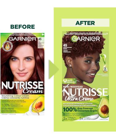 Garnier Nutrisse Ultra Cr me Permanent Hair Dye 100% Grey Coverage Vegan Formula Nourished Hair Long-Lasting Rich Colour 45 Dark Mahogany Brown 1 Application Packaging May Vary BROWN SHADES 45 Dark Mahogany Brown - Buy Online on GoSupps.com