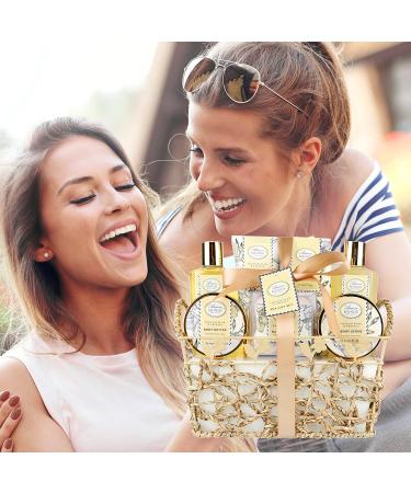 English Pear & Freesia Bath Spa Gift Basket Set for Women & Men - 9 Pc Luxury Body Care Set Including Shower Gel, Bath Salts, Bubble Bath, Body Scrub - Relaxing Gift Idea - Buy Online on GoSupps.com