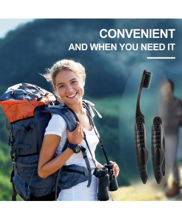 8 Packs Black Travel Folding Toothbrush with Soft Medium Bristles - Portable Charcoal Toothbrush for Camping - Buy Online on GoSupps.com
