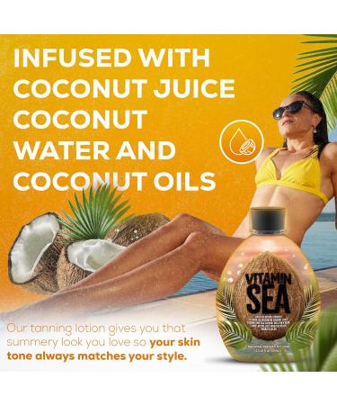Vitamin Sea Natural Bronzer Tanning Lotion - DHA-Free Coconut Oil Formula for Sensitive Skin | Streak-Free Bronzing Accelerator 13.5oz - Safe for Indoor Tanning Beds - Buy Online on GoSupps.com