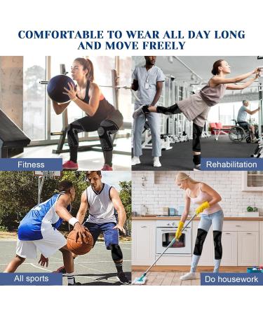 Kniebandage Set 2 Pack - Non-Slip Knee Supports for Men & Women | Relief for Running Walking Hiking Weightlifting & Sports - Buy Online on GoSupps.com