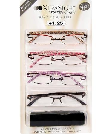 Foster Grant 3 Pack Xtrasight Daniella Frameless Reading Glasses with Cases - Purple 1.25 | Travel Reader - Buy Online on GoSupps.com