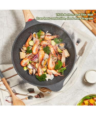Nonstick Frying Pan Deep Frying Pan Skillet with Lids Aluminum Alloy Skillet Pan with Scalding Proof Handle Fry Skillet Set for Induction Cooker Gas Stove Dishwasher Safe Frying pan ( Size : 28CM ) - Buy Online on GoSupps.com