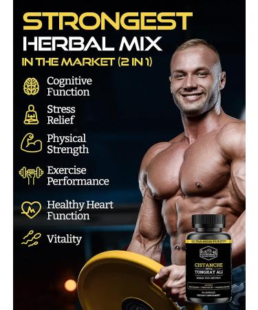 Cistanche Tubulosa 200mg & Tongkat Ali 400mg - Max Purity, 2 Month Supply | Echinacoside & Acetoside with Tongkat Ali for Men 200:1 (Longjack) - Like Fadogia Agrestis - Buy Online on GoSupps.com