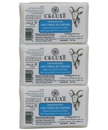 Fresh goat's milk soap, ideal for sensitive skin, eczema, psoriasis, acne, enriched with virgin olive oil, for healthy skin (3 x100 gr)