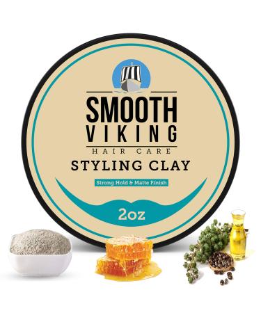 Hair Clay For Men | Smooth Viking Clay Pomade for Matte Finish & Strong Hold (2 Ounces) - Non-Greasy & Shine-Free Hair Styling Clay - Mineral Oil Free Mens Hair Product