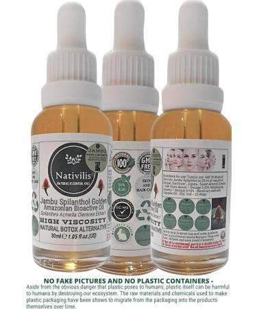 Nativilis Jambu Spilanthol Golden Amazonian Bioactive Oil - Spilanthes Acmella Oleracea Extract - High Viscosity - Better Skin Penetration 100% Natural - Botox Alternative - Copaiba properties - 30 ml - Buy Online on GoSupps.com
