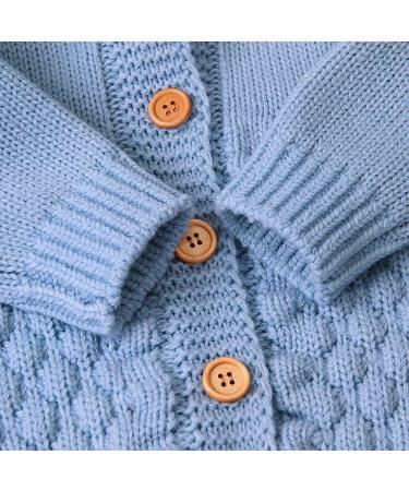 VICROAD Baby Hooded Knitted Romper | Newborn Boys Girls Onesie 12-18 Months Blue - Buy Online on GoSupps.com