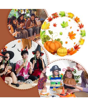 Thanksgiving Plates Cups and Napkins | Thanksgiving Plates and Napkins Supplies | Maple Leaves Pumpkin Autumn Thanksgiving Harvest Decoration Harvest Tableware Set for Fall The 9 Inch Tray - Buy Online on GoSupps.com