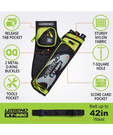 LEGEND XT320 Archery Quiver - Nylon Hip Quiver with 3 Arrow Tubes - Adjustable Waist Belt - Right Handed Green - Buy Online on GoSupps.com