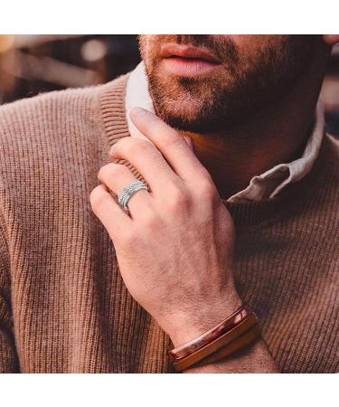 JEROOT Titanium Men's Swivel Ring - High Quality Silver-Black Fashion Jewelry | Size 60 (18.95) - 67.2 (21.4) | International Shipping Available - Buy Online on GoSupps.com