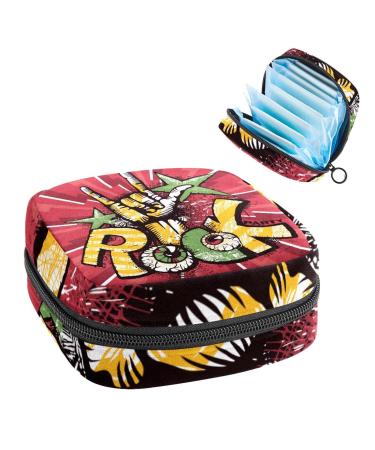 Anna Cowper Musical Rock Stars Funny Sanitary Napkin Storage Bag Feminine Menstrual Cup Pouches Nursing Pad Holder Tampon Bags Portable Period Bag for Women Teen Girls 1Pcs Multi-colored 14