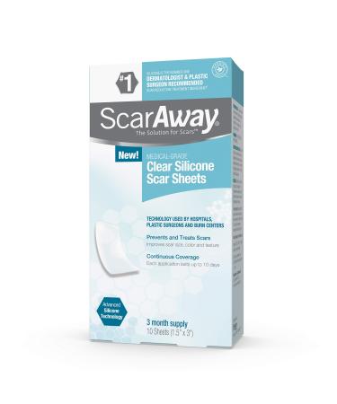ScarAway Clear Silicone Scar Sheets, White, 10 Count
