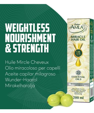 Dabur Amla Miracle Oil - 200ml | Infused With 22 Ayurvedic Essential Oils | Suitable For All Hair Types | Dermatologically Tested & Vegan Certified - Buy Online on GoSupps.com