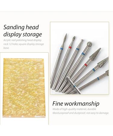 Beaupretty Acrylic Nail Drill Holder - 12-Hole Manicure Tool Organizer for Salon & Home Use | Golden 9x6 cm - Buy Online on GoSupps.com
